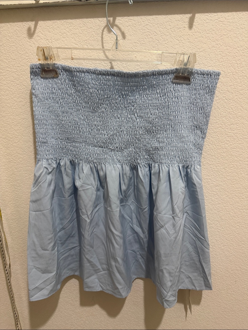 Light Blue Smocked Waist Flared Women’s halter shirt
